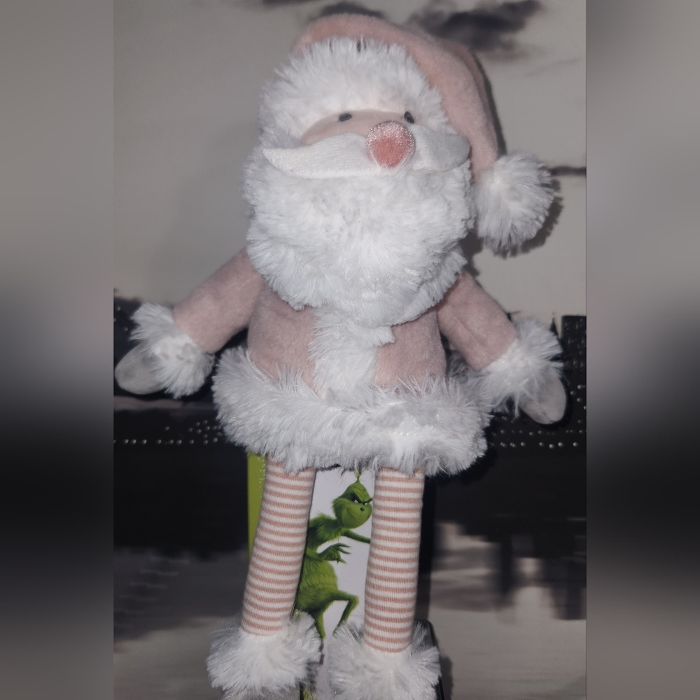 Mudpie Pink And White Santa Plush 12"